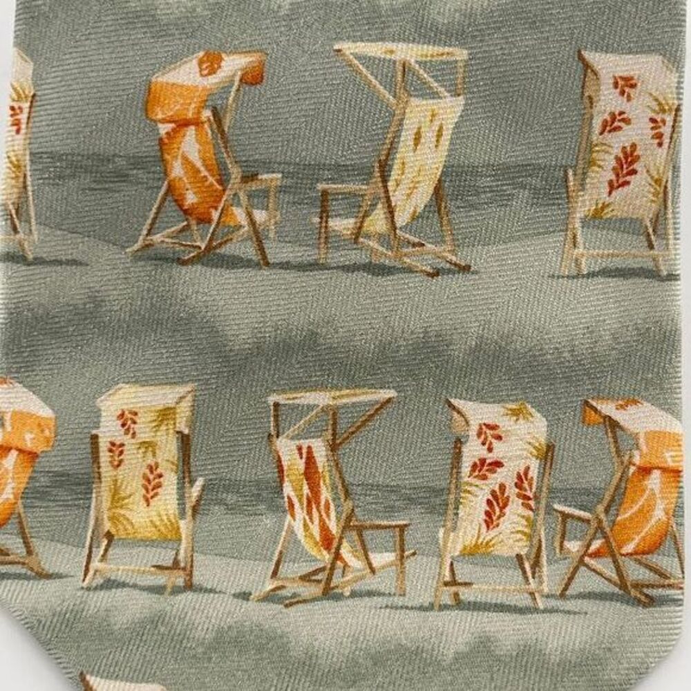 Tommy Bahama Beach Chair Silk Neck Tie Gray Orange Summer Vacation Theme Necktie - Picture 2 of 5